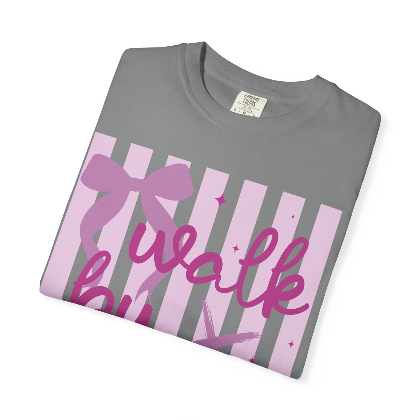 Walk by Faith T-Shirt — Pink Script Faith Graphic Tee