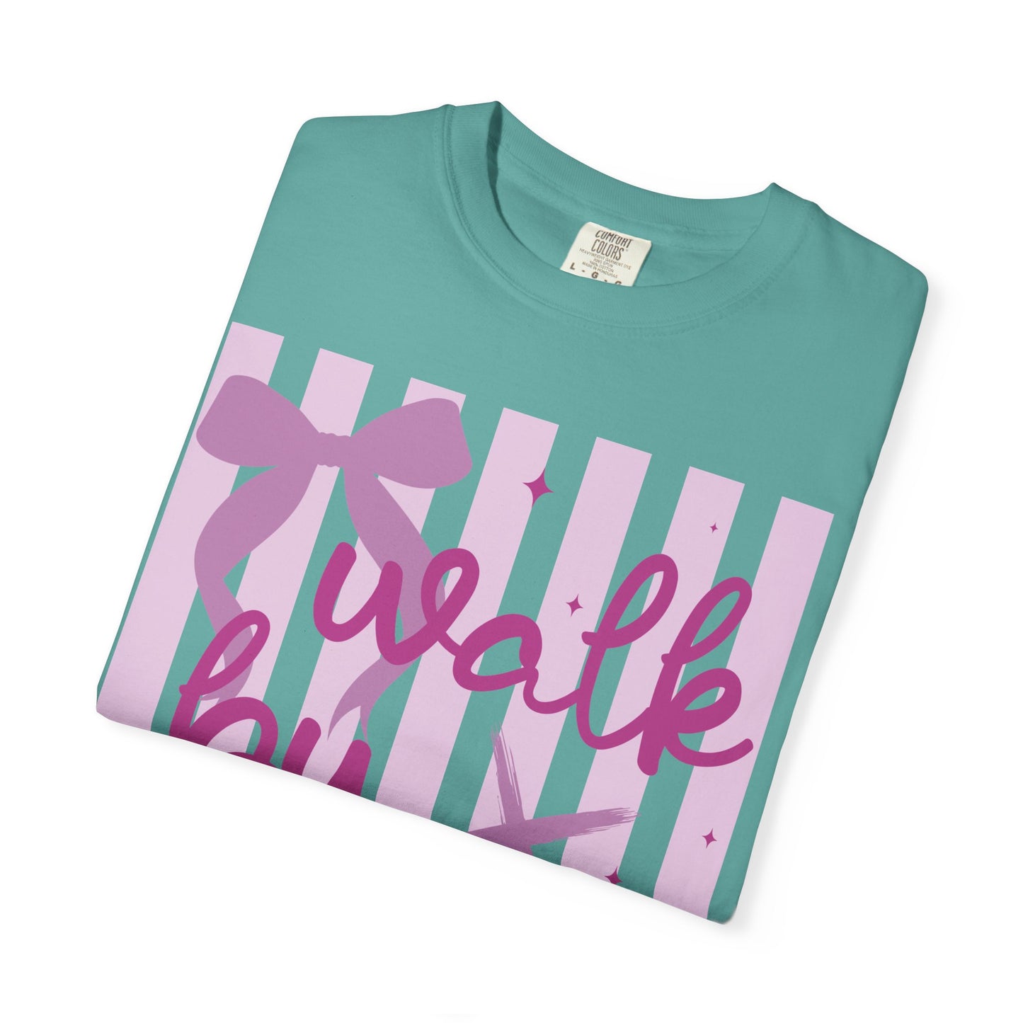 Walk by Faith T-Shirt — Pink Script Faith Graphic Tee