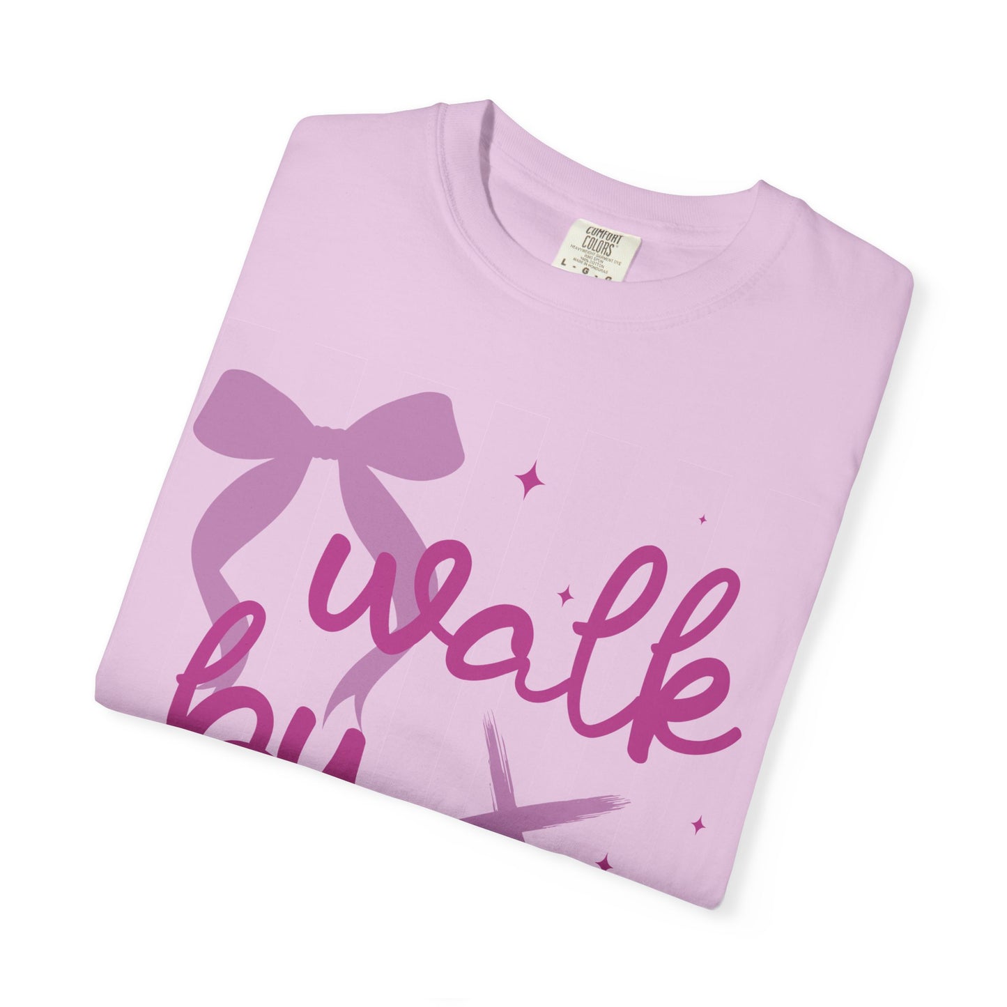 Walk by Faith T-Shirt — Pink Script Faith Graphic Tee