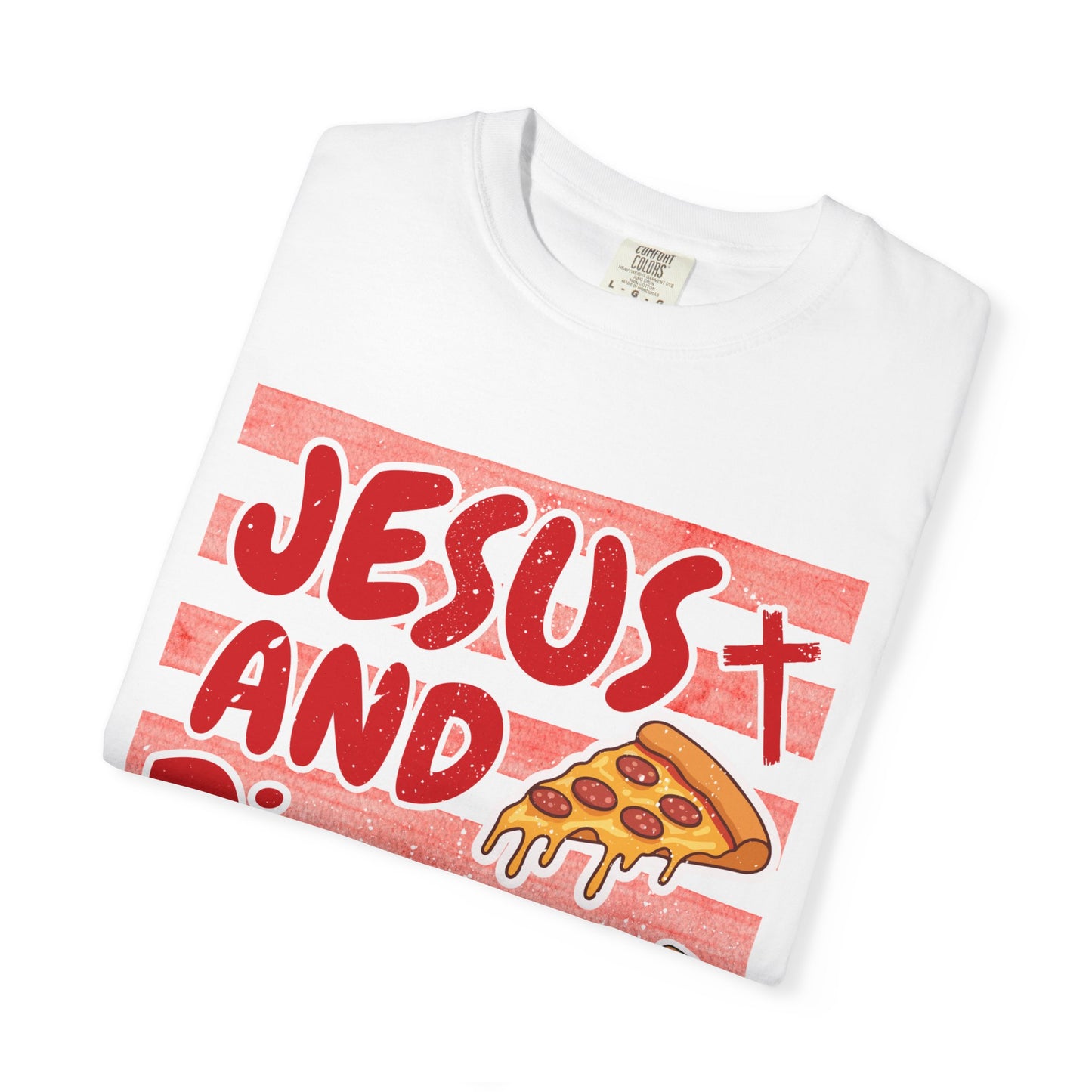 Jesus and Pizza T-Shirt — 'Love at First Slice' Christian Graphic Tee