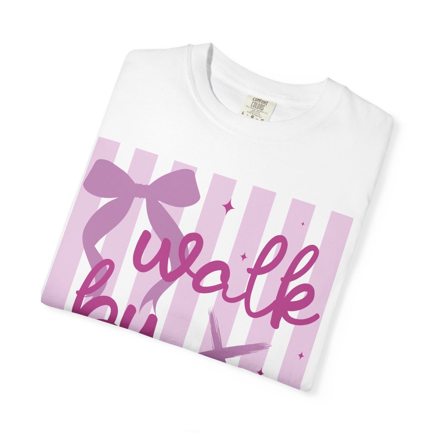 Walk by Faith T-Shirt — Pink Script Faith Graphic Tee