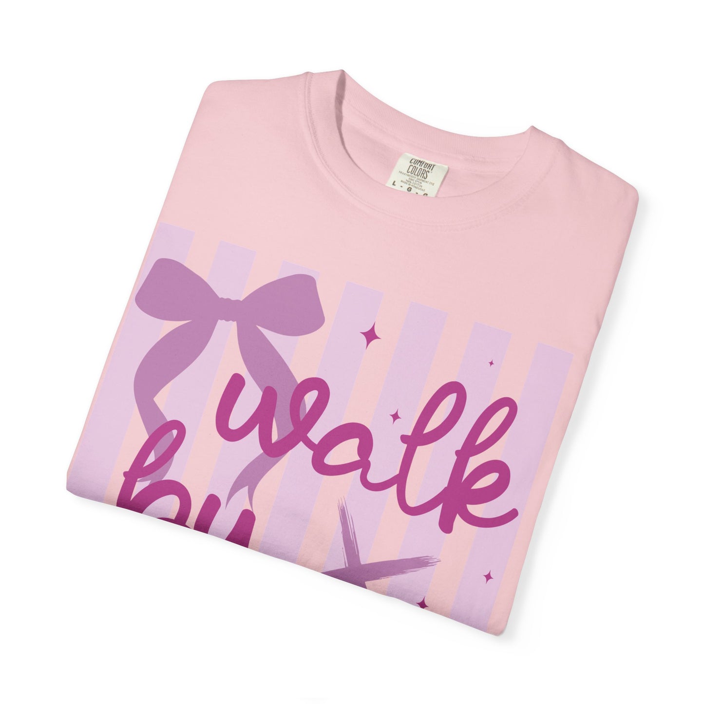 Walk by Faith T-Shirt — Pink Script Faith Graphic Tee