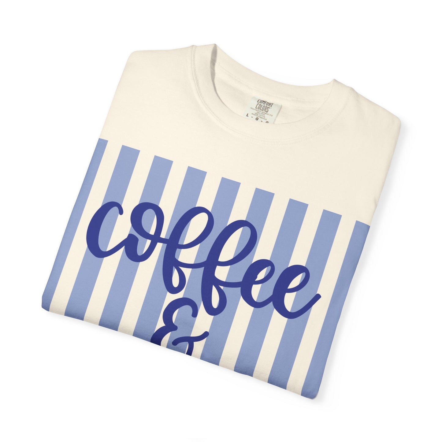 Coffee & Jesus T‑Shirt — Striped Faith Graphic Tee
