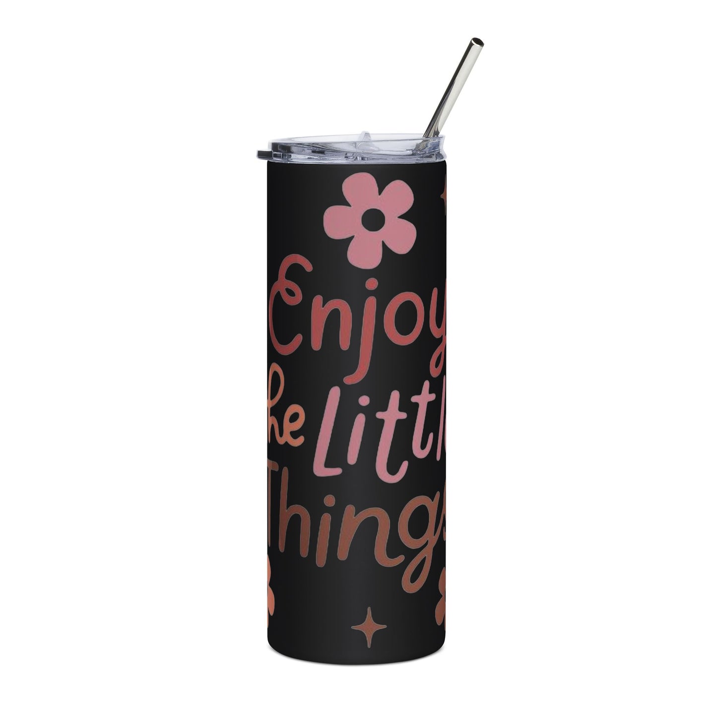20oz Stainless Tumbler — "Enjoy the Little Things" Floral Insulated Travel Cup