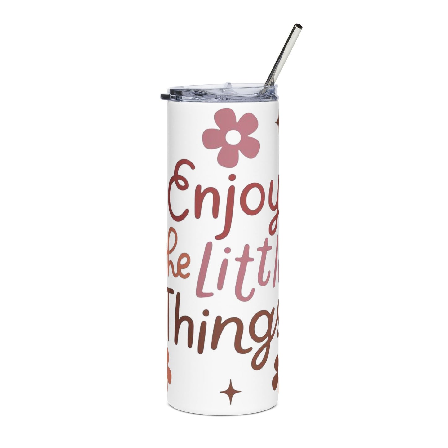 20oz Stainless Tumbler — "Enjoy the Little Things" Floral Insulated Travel Cup