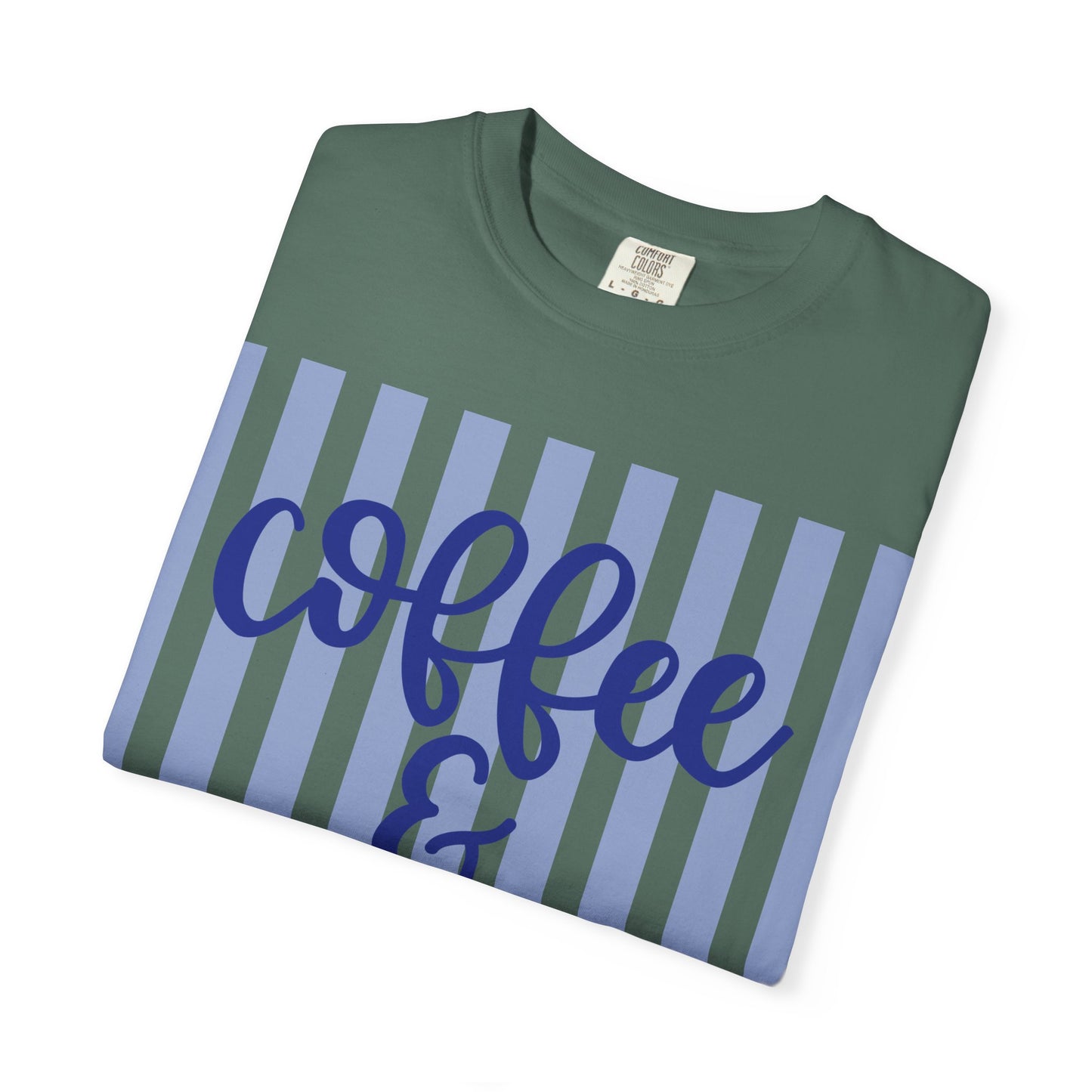 Coffee & Jesus T‑Shirt — Striped Faith Graphic Tee