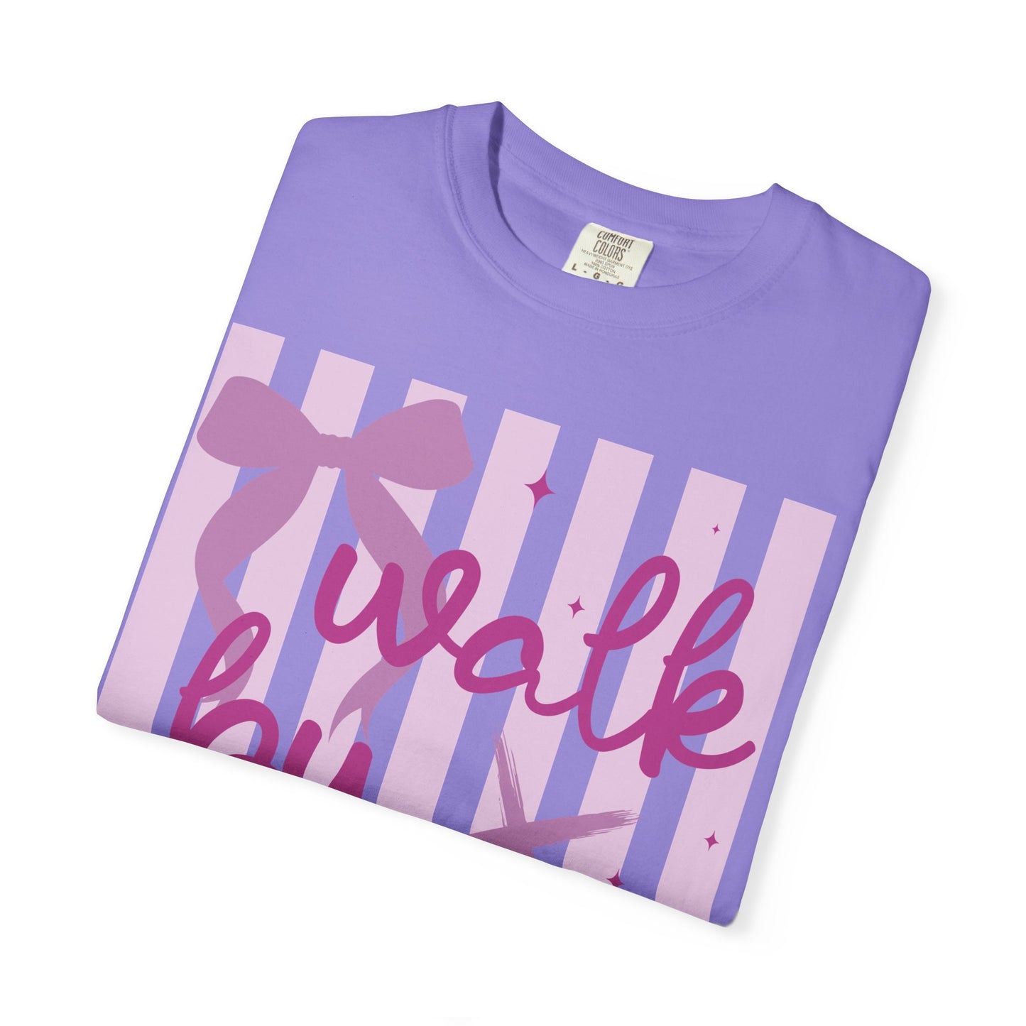 Walk by Faith T-Shirt — Pink Script Faith Graphic Tee