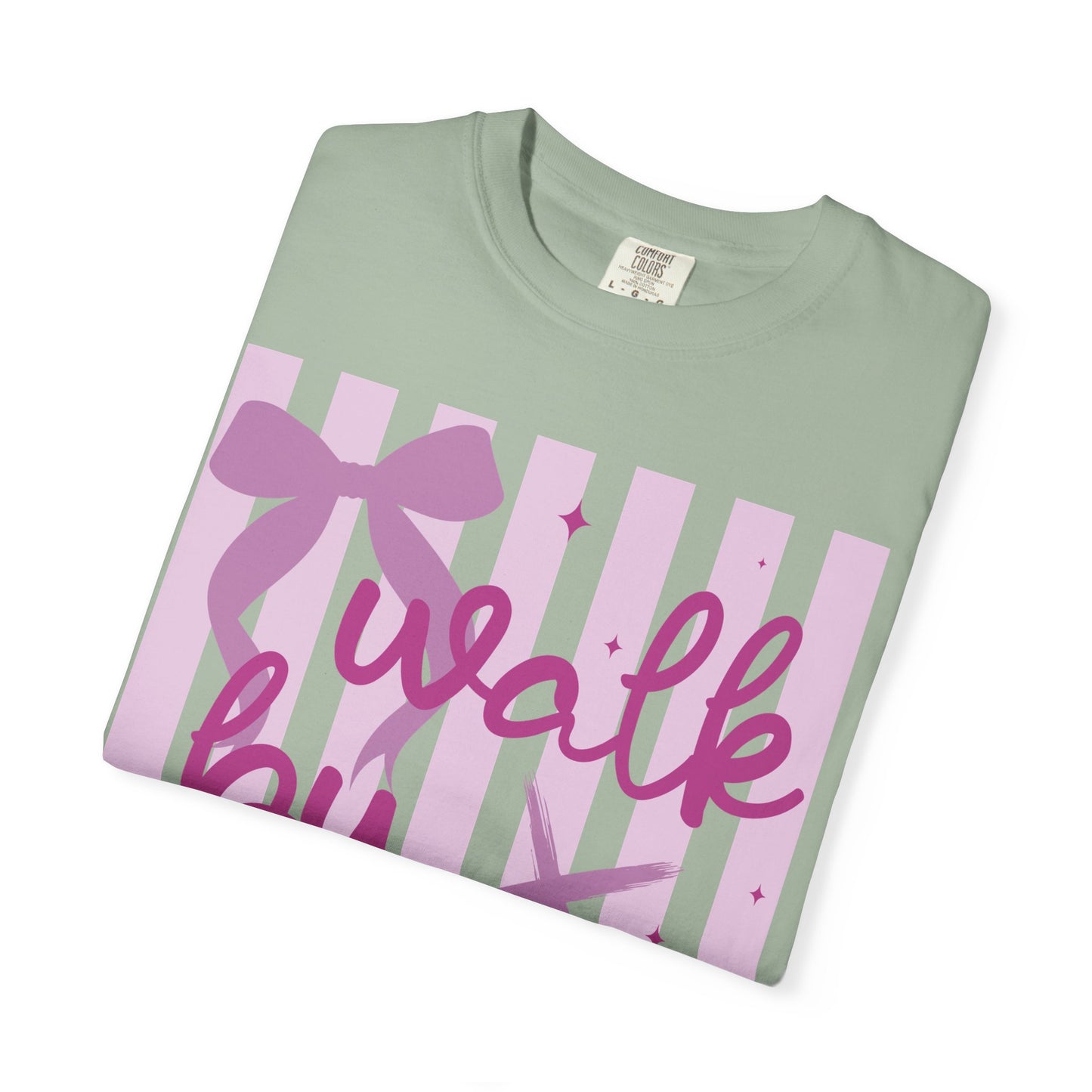 Walk by Faith T-Shirt — Pink Script Faith Graphic Tee